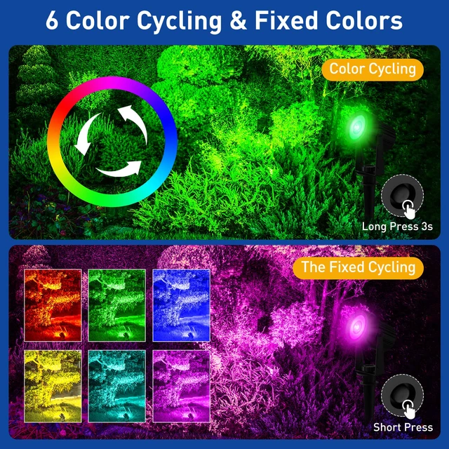 Alt view image 2 of 7 - RGB Solar Spot Lights Outdoor Color Changing Landscape Spotlights for Flag Patio Pathway Yard Garden Halloween Christmas