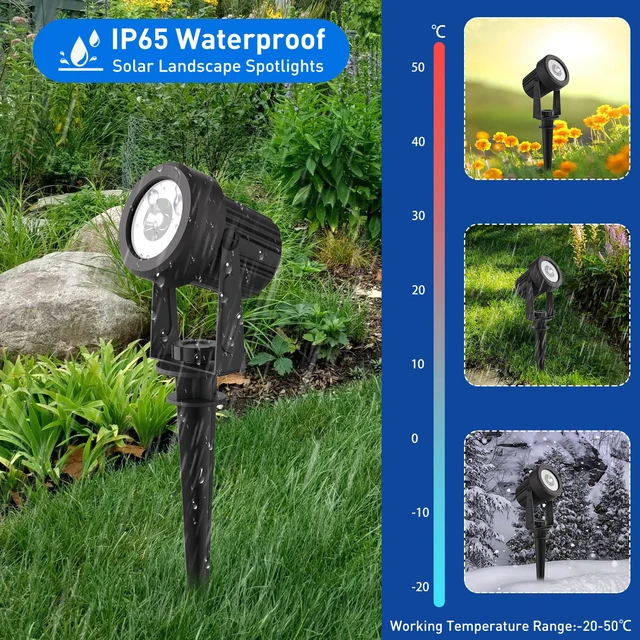 Alt view image 6 of 7 - RGB Solar Spot Lights Outdoor Color Changing Landscape Spotlights for Flag Patio Pathway Yard Garden Halloween Christmas