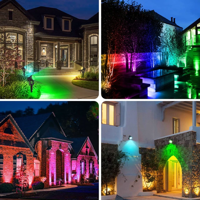 Alt view image 7 of 7 - RGB Solar Spot Lights Outdoor Color Changing Landscape Spotlights for Flag Patio Pathway Yard Garden Halloween Christmas