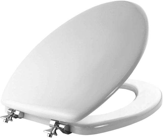 Main image of 1844CP 000 Toilet Seat with Chrome Hinges will Never Come Loose, ELONGATE, White