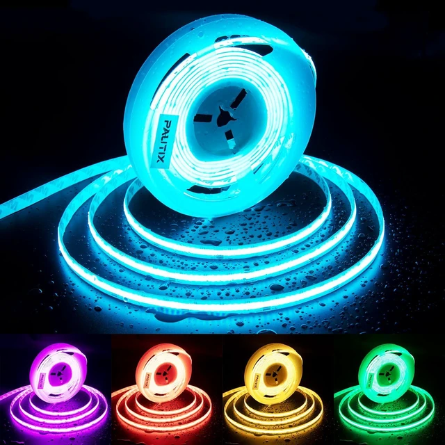 Main image of RGB COB LED Strip Light IP65 Waterproof,UL Listed 24V Color Changing Flexible Tape Lights 16.4ft/5m Multicolor,for TV,Bedroom,Bathroom,Party DIY Decoration(Adapter&Controller Not Included)