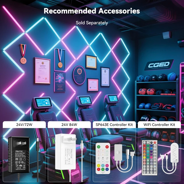 Alt view image 5 of 7 - RGB COB LED Strip Light IP65 Waterproof,UL Listed 24V Color Changing Flexible Tape Lights 16.4ft/5m Multicolor,for TV,Bedroom,Bathroom,Party DIY Decoration(Adapter&Controller Not Included)