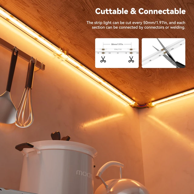 Alt view image 7 of 7 - RGB COB LED Strip Light IP65 Waterproof,UL Listed 24V Color Changing Flexible Tape Lights 16.4ft/5m Multicolor,for TV,Bedroom,Bathroom,Party DIY Decoration(Adapter&Controller Not Included)