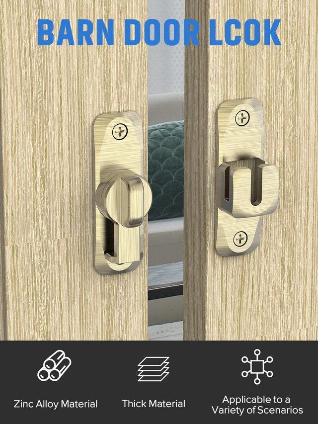 Alt view image 2 of 7 - 90/180 Degree Flip Barn Door Lock, Sliding Door Latch, Bronze-4PCS Protect Privacy - Security Lock, Small Gate Latches Hardware for Barn, Garden, Bathroom, Cabinet, Window