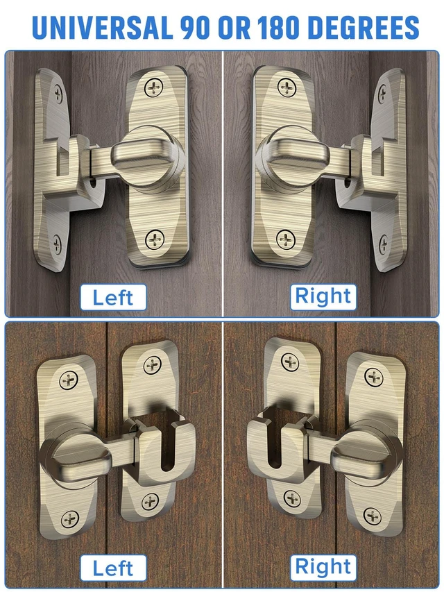 Alt view image 6 of 7 - 90/180 Degree Flip Barn Door Lock, Sliding Door Latch, Bronze-4PCS Protect Privacy - Security Lock, Small Gate Latches Hardware for Barn, Garden, Bathroom, Cabinet, Window
