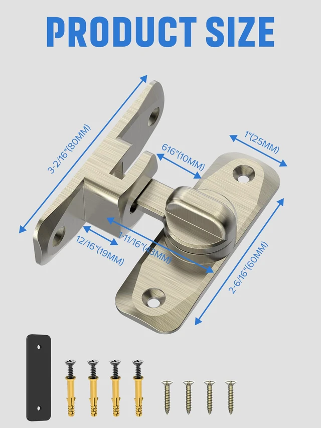 Alt view image 4 of 7 - 90/180 Degree Flip Barn Door Lock, Sliding Door Latch, Bronze-4PCS Protect Privacy - Security Lock, Small Gate Latches Hardware for Barn, Garden, Bathroom, Cabinet, Window