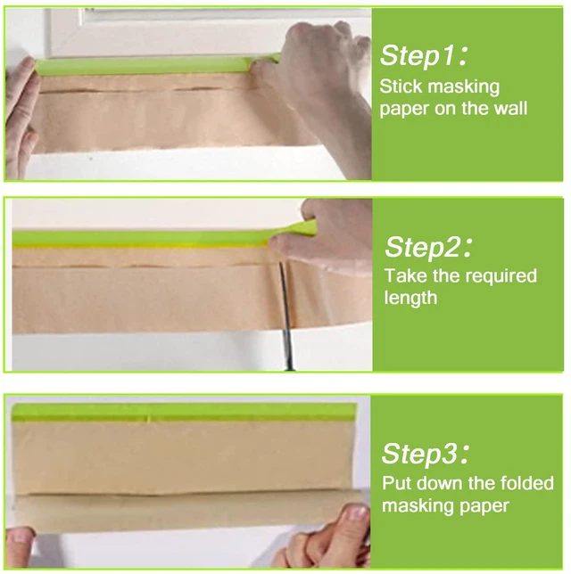 Alt view image 7 of 7 - 9 Rolls Pre-Taped Masking Paper for Painting and 4 Rolls Masking Tape Set -18 inch x 50 feet Tape and Drape for Painting, Painters Paper for Automotive Paint Masking, Floor Protection,Wall Covering
