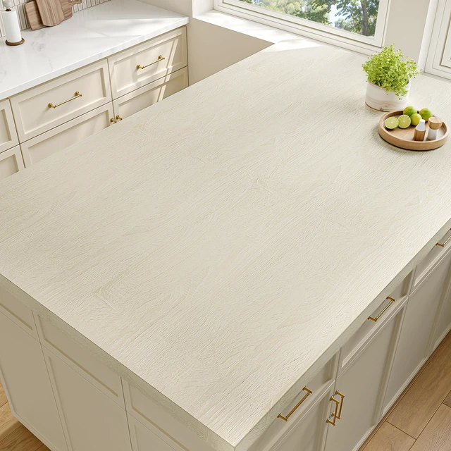 Alt view image 5 of 7 - Oak Wood Wallpaper Peel and Stick Light Wooden Contact Paper Removable Textured Light Wood Cabinet Vinyl Wrap for Countertops Kitchen Cabinets Table Vanity Shelves Furniture 15.8" x 276"