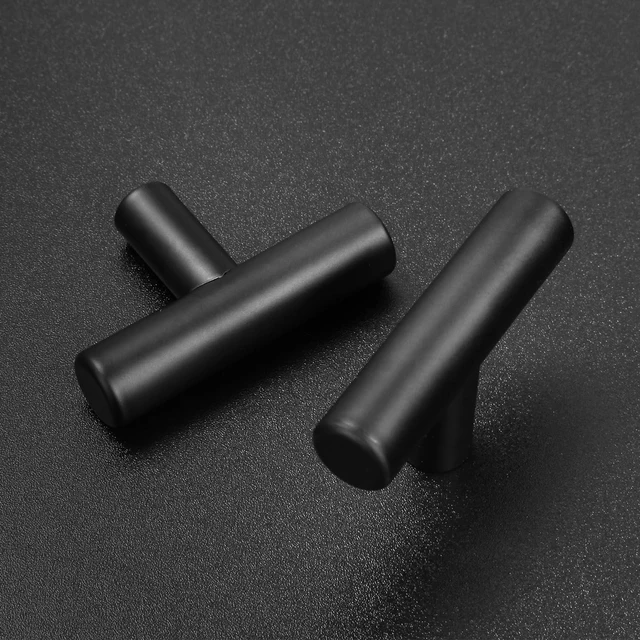 Alt view image 5 of 7 - 30 Pack Cabinet Knobs Matte Black Drawer Knobs Stainless Steel 2 Inch Overall Length Dresser Knobs for Cabinets Cupboard Bathroom Kitchen Hardware, Single Hole T Bar Knobs