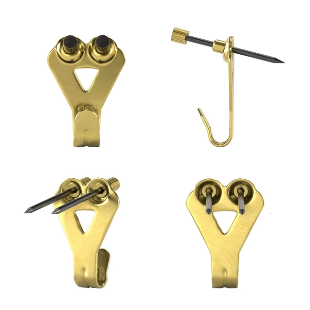 Alt view image 2 of 7 - 50616 Professional Picture Hangers, Art Hangers, Padded, Brass, Reusable Picture Hs, 50lb (10 set)