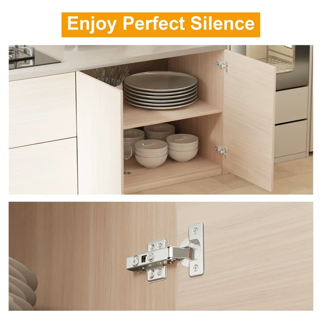 Alt view image 2 of 7 - 20Pcs Frameless Soft Close Full Overlay Cabinet Hinges European Concealed Hinges with 50% Faster Install & Clip-On Plate, 3D Adjustment, Cabinet Door Hinges for Frameless Cabinets