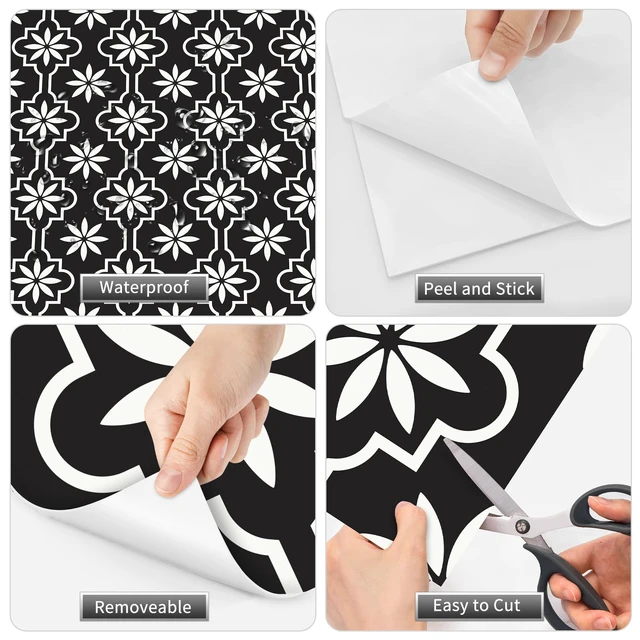 Alt view image 3 of 5 - Peel and Stick Floor Tile, Vinyl Flooring Waterproof, DIY Flooring for Bathroom, Kitchen, Fireplace, Pet House, Stairs, Bedrooms, Wall (40PCS,7.87" x 7.87",White)