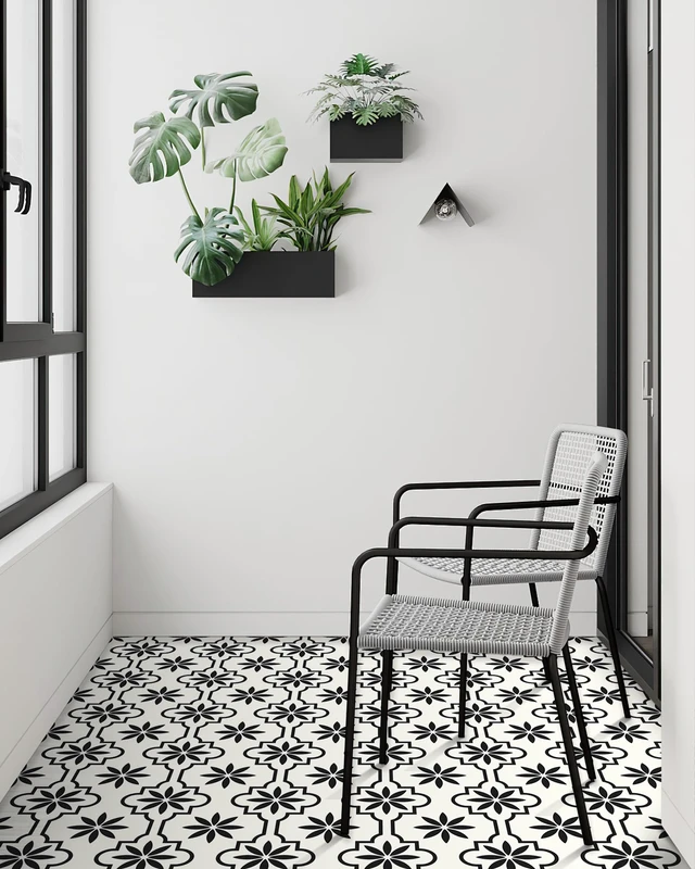 Alt view image 5 of 6 - Peel and Stick Floor Tile Vinyl Flooring 40PCS 7.87" x 7.87" Renter Friendly Removable Waterproof DIY Bathroom Kitchen Fireplace Pet House Stairs Bedrooms Wall Self-Adhesive Black White