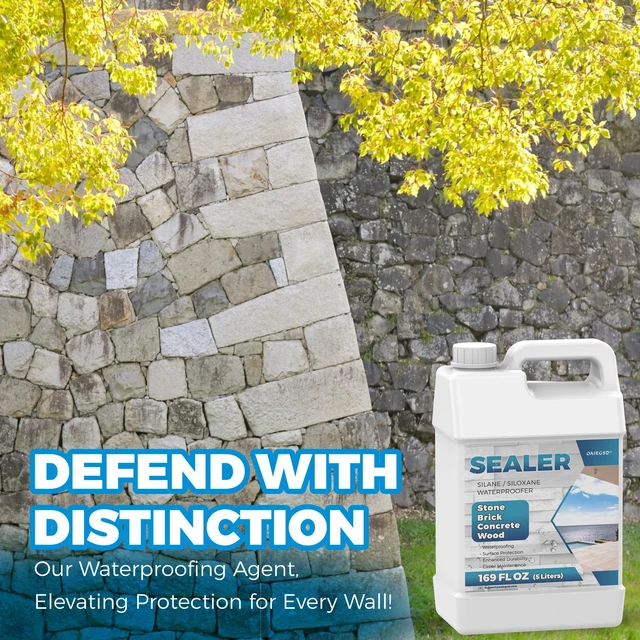 Alt view image 6 of 7 - 1.3 Gallon All Purpose Concrete Sealer, Penetrating Water Repellent Protects Concrete, Brick, Pavers and Stone from Water Damage with a Long-Lasting Penetrating Barrier for Outdoor Surfaces