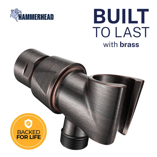 Alt view image 2 of 7 - Solid Metal Handheld Showerhead Holder, Adjustable Wand Holder with Universal Wall Hook Bracket and Brass Pivot Ball, Oil Rubbed Bronze