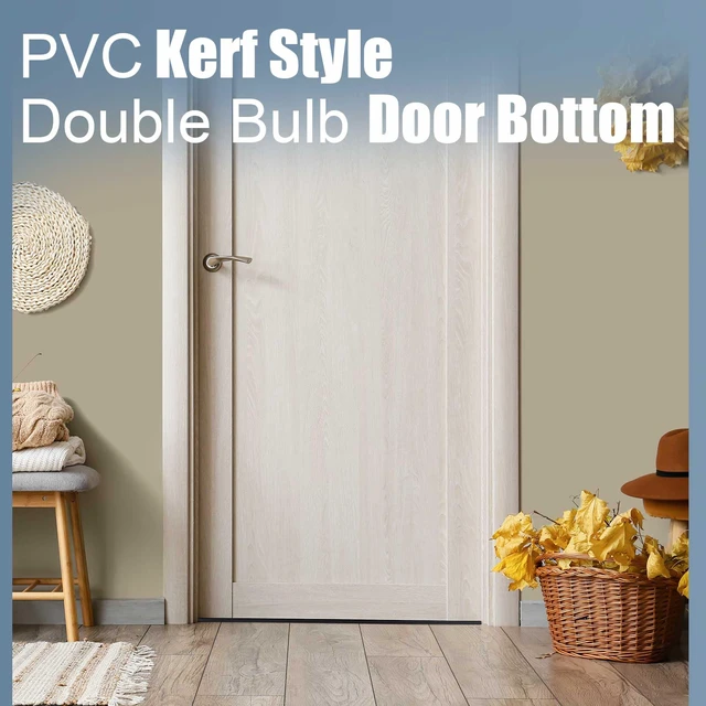 Alt view image 5 of 7 - 4 Pcs 36" Kerf Door Sweep Double Bubble Kerf Black 1-3/4" Wide Vinyl Seal, Exterior Door Sweeps for Energy Saving, Blocks Dust Insects Noise, Slide-in Install, Draft Stopper