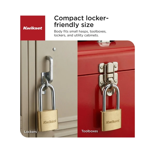 Alt view image 3 of 4 - Brass Padlock with Hardened Steel Shackle, 4-Pack Four Brass Locks Open with One Key; 1-9/16 in Body with 1-1/2 in Shackle for Cabinets and Sheds