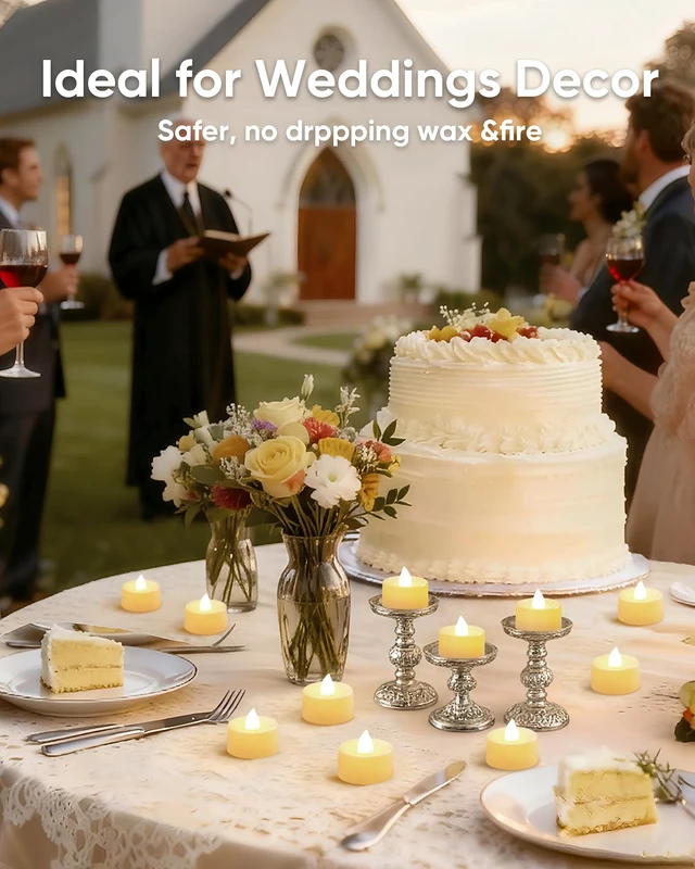 Alt view image 3 of 7 - 100 Pcs Flickering Flameless LED Tea Lights Battery Operated, Ivory 200+ Hours Long Lasting Electric Candle for Wedding Table Centerpiece, Party, Holiday Decor, Halloween, Christmas, Valentines