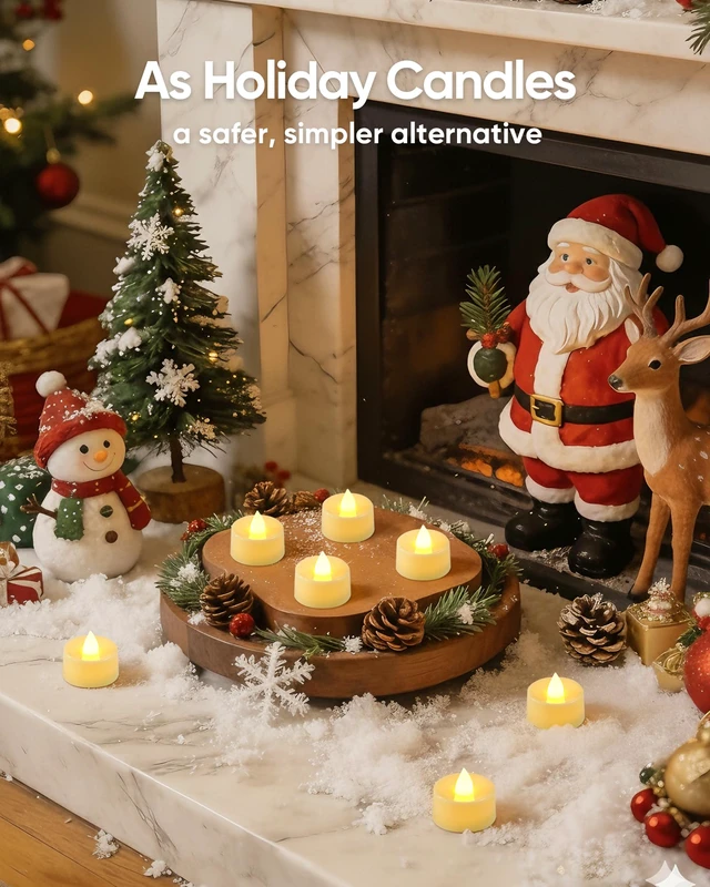 Alt view image 2 of 7 - 100 Pcs Flickering Flameless LED Tea Lights Battery Operated, Ivory 200+ Hours Long Lasting Electric Candle for Wedding Table Centerpiece, Party, Holiday Decor, Halloween, Christmas, Valentines