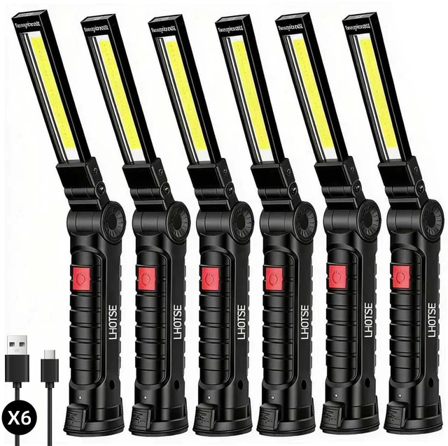 Main image of Rechargeable LED Work Light/Flashlight for Mechanic(6 Pack) Magnetic, 360° Rotate,7 H Run Time,Tool Gifts for Men Dad, Automotive Trouble Light for Car Repair & Camping,Inspection