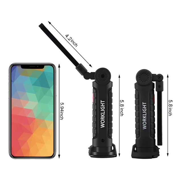 Alt view image 2 of 7 - Rechargeable LED Work Light/Flashlight for Mechanic(6 Pack) Magnetic, 360° Rotate,7 H Run Time,Tool Gifts for Men Dad, Automotive Trouble Light for Car Repair & Camping,Inspection