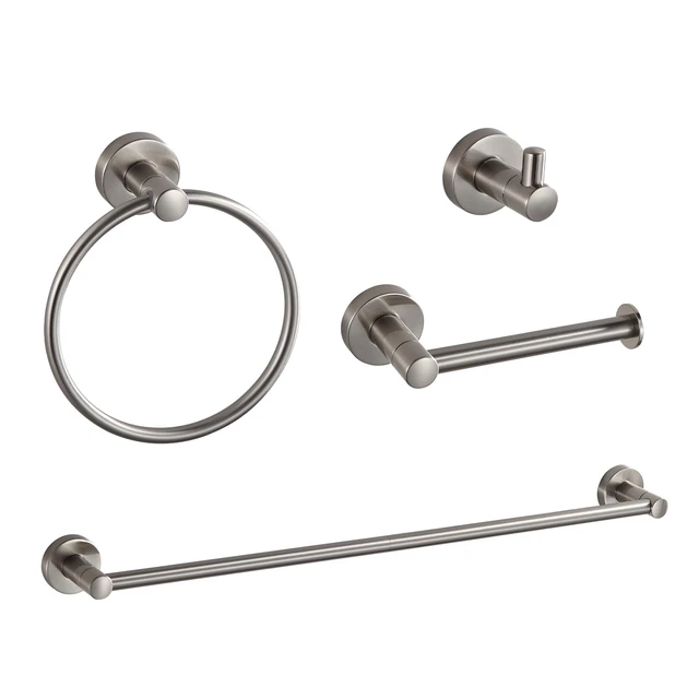 Main image of Bathroom Accessories Set 4-Pieces Shiny Brushed Nickel Zinc Alloy Wall Mounted Towel Racks for Bathroom
