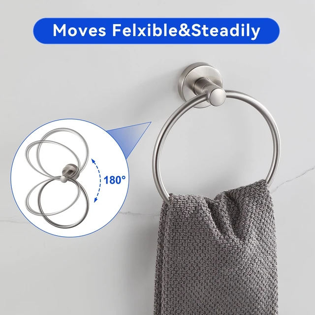 Alt view image 3 of 6 - Bathroom Accessories Set 4-Pieces Shiny Brushed Nickel Zinc Alloy Wall Mounted Towel Racks for Bathroom