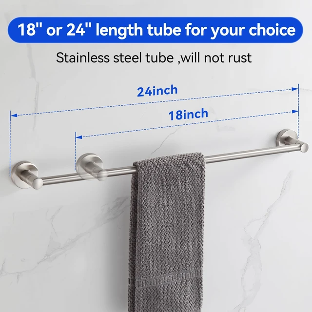 Alt view image 2 of 6 - Bathroom Accessories Set 4-Pieces Shiny Brushed Nickel Zinc Alloy Wall Mounted Towel Racks for Bathroom