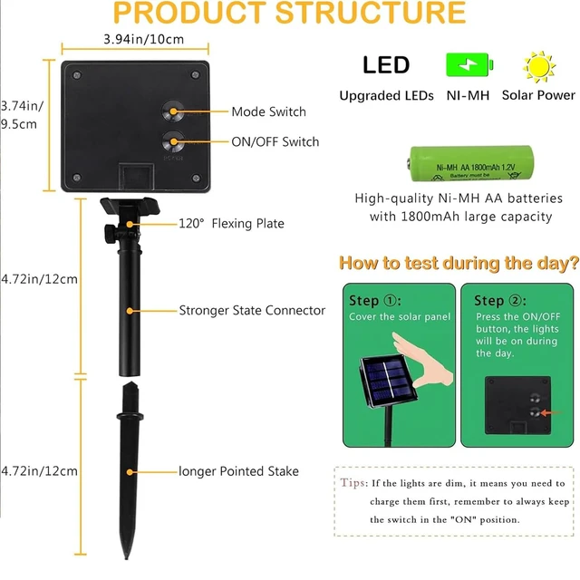 Alt view image 5 of 6 - 4pack 400LED Solar String Lights Outdoor Waterproof Warm White