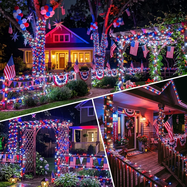 Alt view image 6 of 7 - 2pack 500LED Solar String Lights Outdoor Waterproof Red White Blue