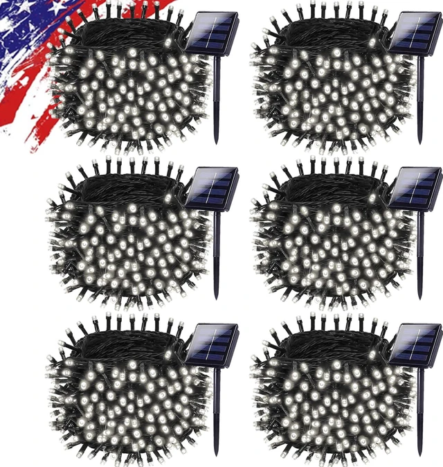 Main image of 6pack 600LED Solar String Lights Outdoor Waterproof Cool White