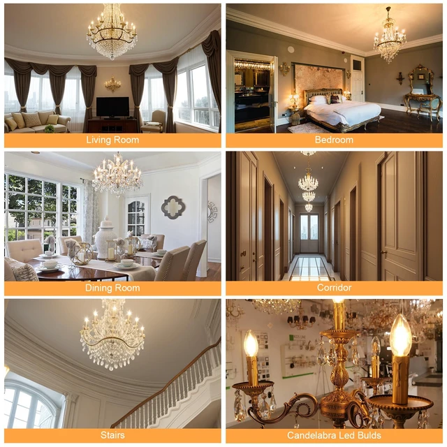 Alt view image 7 of 7 - 24 Pack E12 Chandelier LED Bulbs 40W Equivalent 3000K Soft White Dimmable Candelabra Type B Light Bulb Small Base for Chandelier, CRI85+ 120V, 400LM, 4W LED B11 for Candle Light Bulb