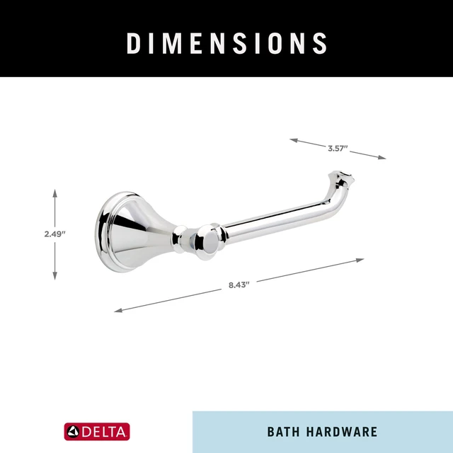 Alt view image 5 of 7 - Single Post Toilet Paper Holder | Polished Chrome | Wall Mount | Cassidy Bathroom Accessories
