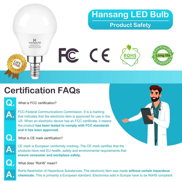 Alt view image 2 of 7 - 8 Pack E12 LED Ceiling Fan Light Bulbs 6W, 60W Equivalent 5000K Daylight E12 Small Base Candelabra Light Bulbs, A15 LED Light Bulb, CRI85+ Eye-friendly, 120V 600LM, Chandelier, Non-Dimmable