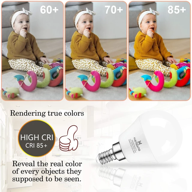 Alt view image 2 of 7 - 8 Pack E12 LED Small Base Light Bulb 4000K Natural White 60W Equivalent 6W Ceiling Fan Light Bulbs, A15 LED Candelabra Light Bulbs CRI85+, 120V 600LM Round Bulb for Chandelier, Non-Dimmable