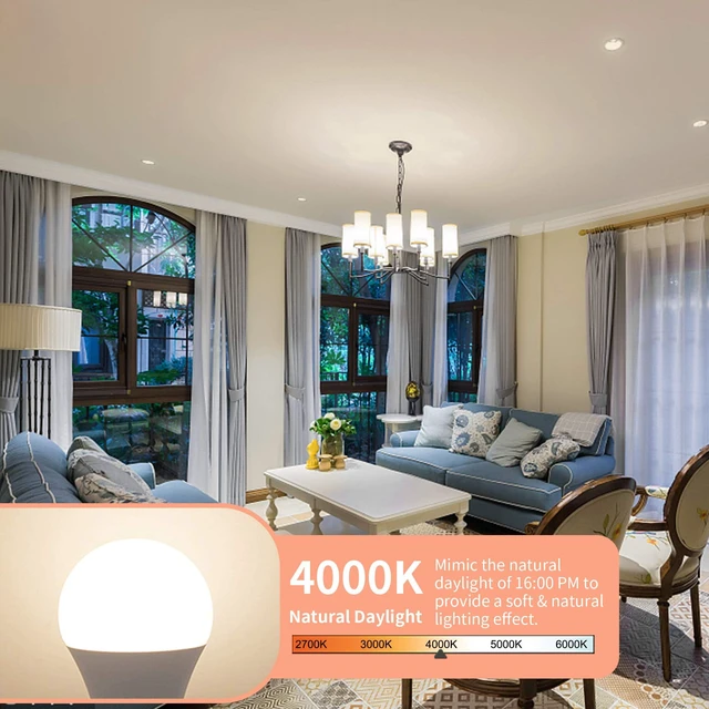Alt view image 3 of 7 - 8 Pack E12 LED Small Base Light Bulb 4000K Natural White 60W Equivalent 6W Ceiling Fan Light Bulbs, A15 LED Candelabra Light Bulbs CRI85+, 120V 600LM Round Bulb for Chandelier, Non-Dimmable