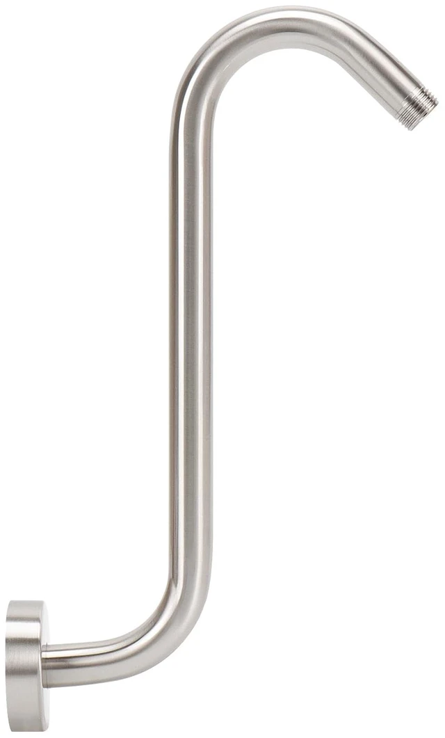 Main image of S Shaped Shower Head Riser Arm, Shower Extender Arm with Flange, Standard 1/2" Connection- Bathroom Accessory (12 Inch, Brushed Nickel)