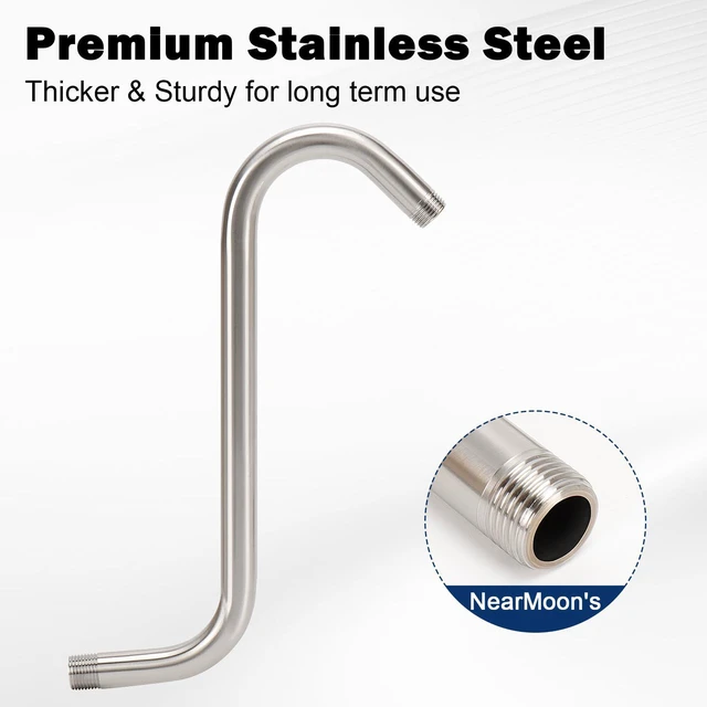 Alt view image 6 of 7 - S Shaped Shower Head Riser Arm, Shower Extender Arm with Flange, Standard 1/2" Connection- Bathroom Accessory (12 Inch, Brushed Nickel)