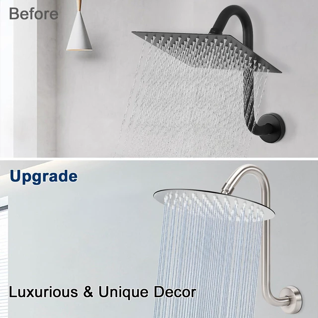 Alt view image 7 of 7 - S Shaped Shower Head Riser Arm, Shower Extender Arm with Flange, Standard 1/2" Connection- Bathroom Accessory (12 Inch, Brushed Nickel)