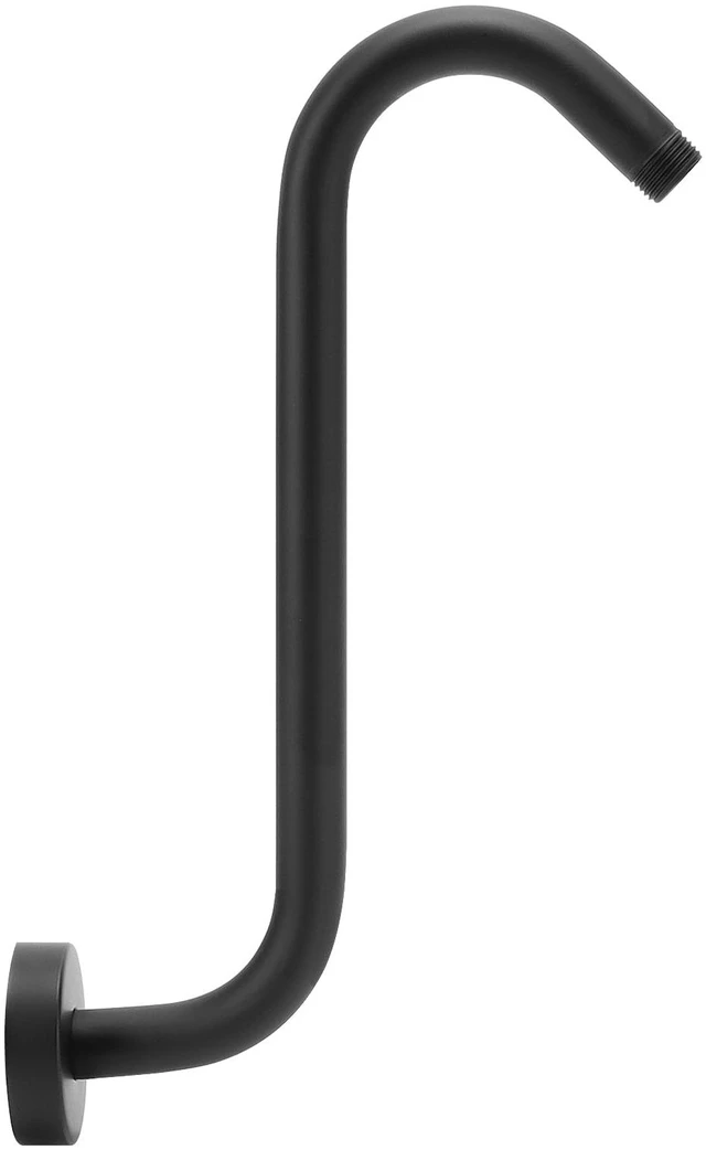 Main image of S Shaped Shower Head Riser Arm, Shower Extender Arm with Flange, Standard 1/2" Connection- Bathroom Accessory (12 Inch, Matte Black)