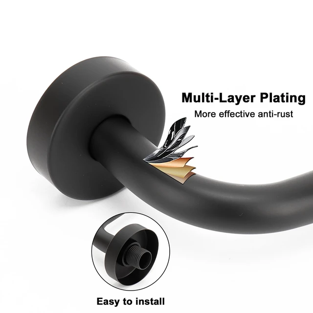 Alt view image 4 of 7 - S Shaped Shower Head Riser Arm, Shower Extender Arm with Flange, Standard 1/2" Connection- Bathroom Accessory (12 Inch, Matte Black)