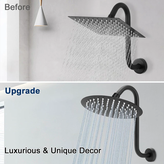 Alt view image 7 of 7 - S Shaped Shower Head Riser Arm, Shower Extender Arm with Flange, Standard 1/2" Connection- Bathroom Accessory (12 Inch, Matte Black)