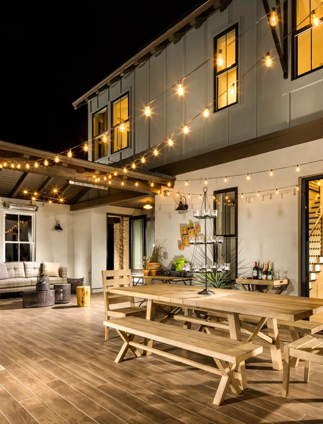 Alt view image 6 of 7 - 75FT(3x25FT) Outdoor String Lights, Patio Lights with 30+3 LED Dimmable Waterproof Connectable ST38 Bulbs for Outside Porch Balcony, Black
