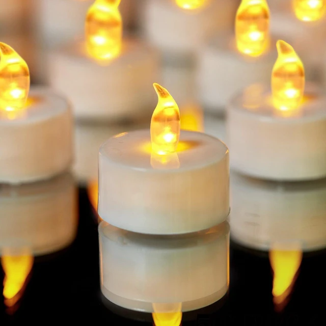 Main image of Tea Lights LED Tea Light Candles 200 Hours Pack of 200 Realistic Flickering Bulb Battery Operated Tea Lights for Seasonal Festival Celebration Electric Fake Candle in Warm Yellow(2 * 100)