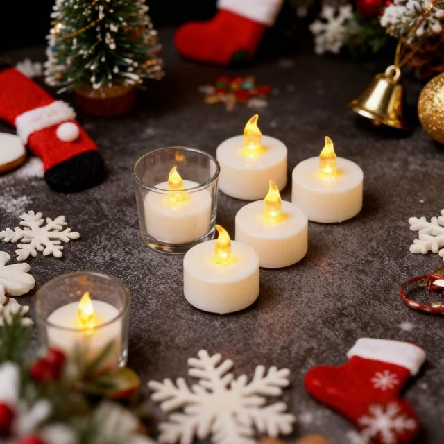 Alt view image 2 of 7 - Tea Lights LED Tea Light Candles 200 Hours Pack of 200 Realistic Flickering Bulb Battery Operated Tea Lights for Seasonal Festival Celebration Electric Fake Candle in Warm Yellow(2 * 100)