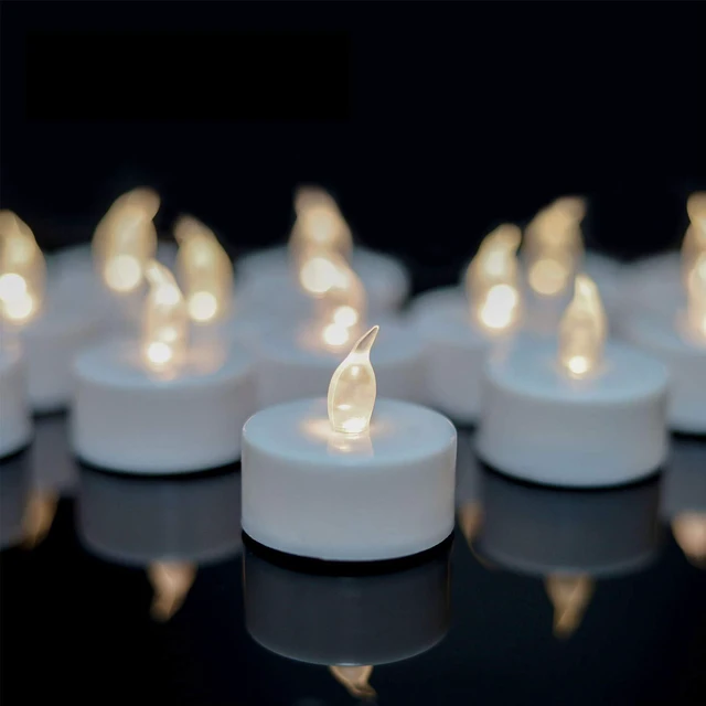 Main image of Flameless Tea Lights Candles - Realistic LED Flickering Operated Tea Lights Battery Tealights Long Lasting Electric Fake Candles in Warm White 200pcs Decoration for Party and Gifts Ideas