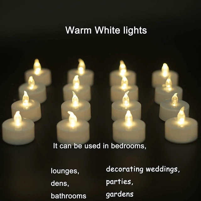 Alt view image 4 of 7 - Flameless Tea Lights Candles - Realistic LED Flickering Operated Tea Lights Battery Tealights Long Lasting Electric Fake Candles in Warm White 200pcs Decoration for Party and Gifts Ideas