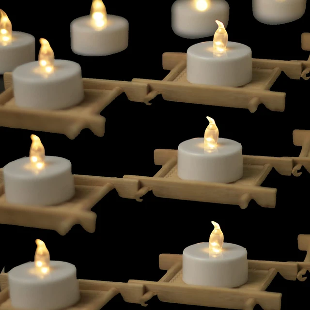 Alt view image 5 of 7 - Flameless Tea Lights Candles - Realistic LED Flickering Operated Tea Lights Battery Tealights Long Lasting Electric Fake Candles in Warm White 200pcs Decoration for Party and Gifts Ideas