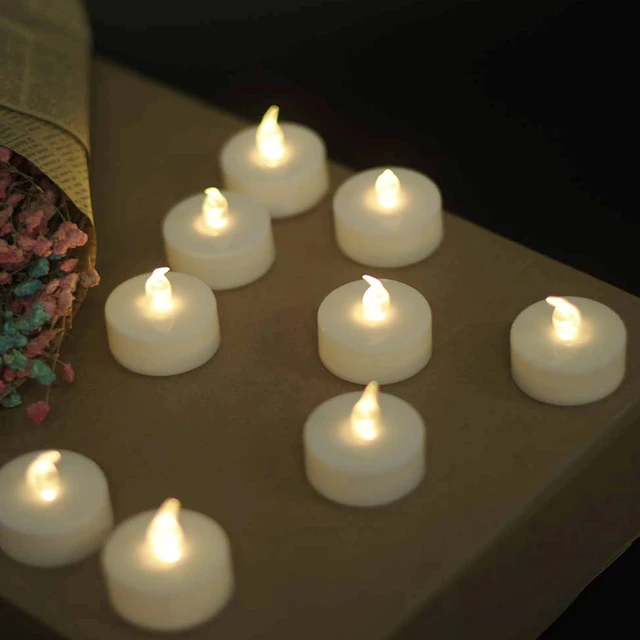 Alt view image 7 of 7 - Flameless Tea Lights Candles - Realistic LED Flickering Operated Tea Lights Battery Tealights Long Lasting Electric Fake Candles in Warm White 200pcs Decoration for Party and Gifts Ideas