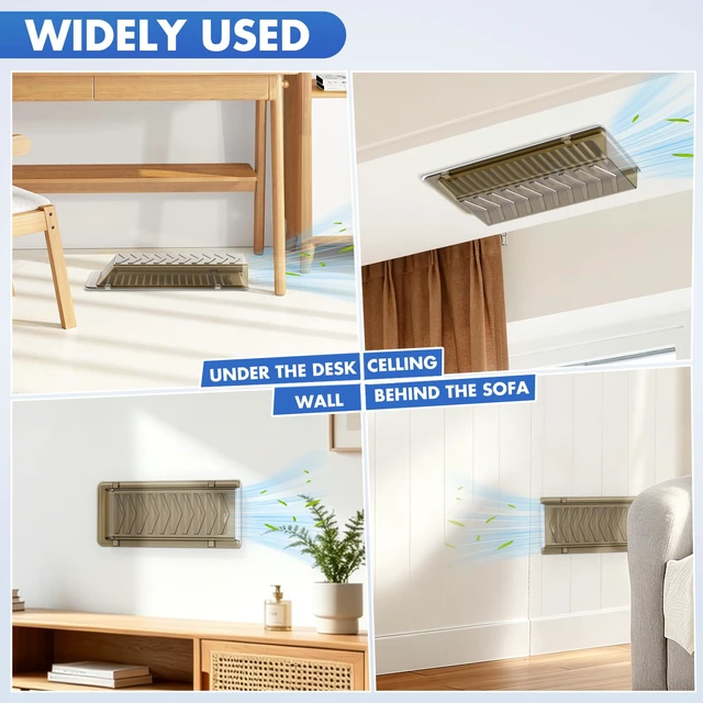 Alt view image 7 of 7 - Super Strong Magnetic Vent Deflector, Sideways AC Vent Deflector, Brown 2 Pack Snap-Lock Vent Redirector for 4"x10" Wall/Floor/Ceiling Registers, Redirect Air from Sofas and Beds, Energy-Saving